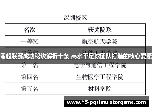 粤超联赛成功秘诀解析十条 高水平足球团队打造的核心要素