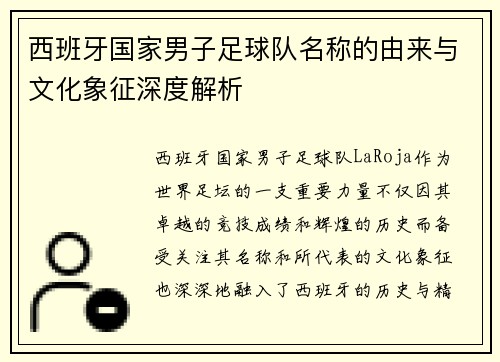 西班牙国家男子足球队名称的由来与文化象征深度解析
